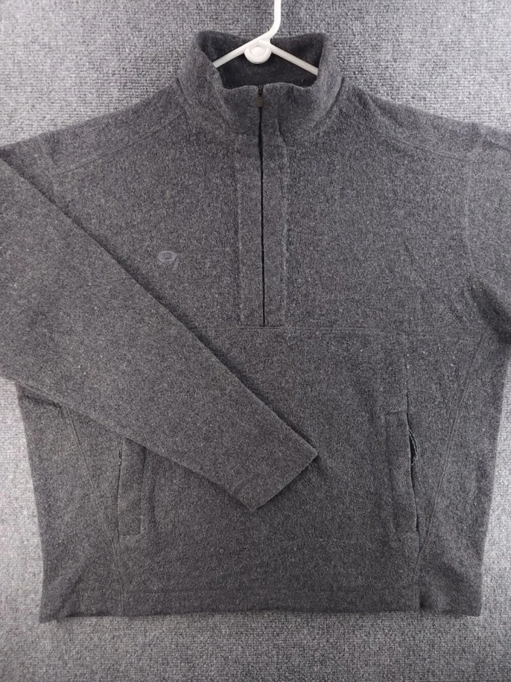 Mountain Hardwear XL Jacket Fleece Gray Wool Polyester Nylon Solid 1/2 Zip Men